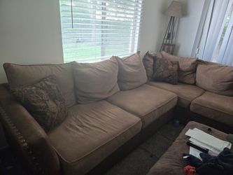 Brown Suede sectional sofa with Ottoman 12x6