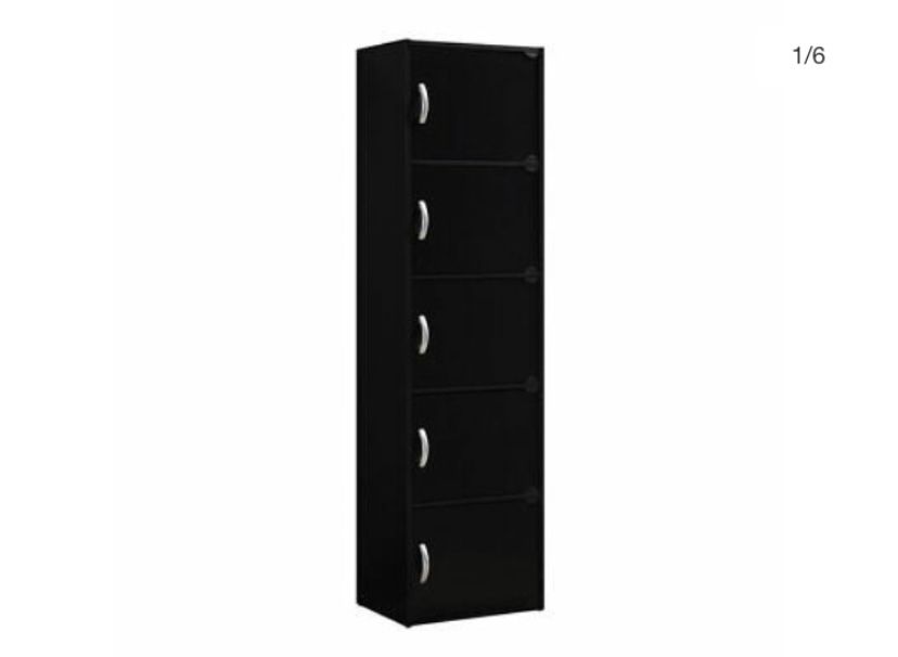 	 Hodedah HID5BLACK 5-Shelf Storage Cabinet - Black 