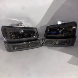 03-06 Chevy Silverado Chevy Avalanche LED DRL Smoked Headlights