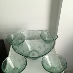 Green Sea Glass Salad Set
