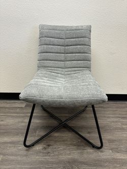 Modern Upholstered Accent Chair – Gray Fabric (2 Available)