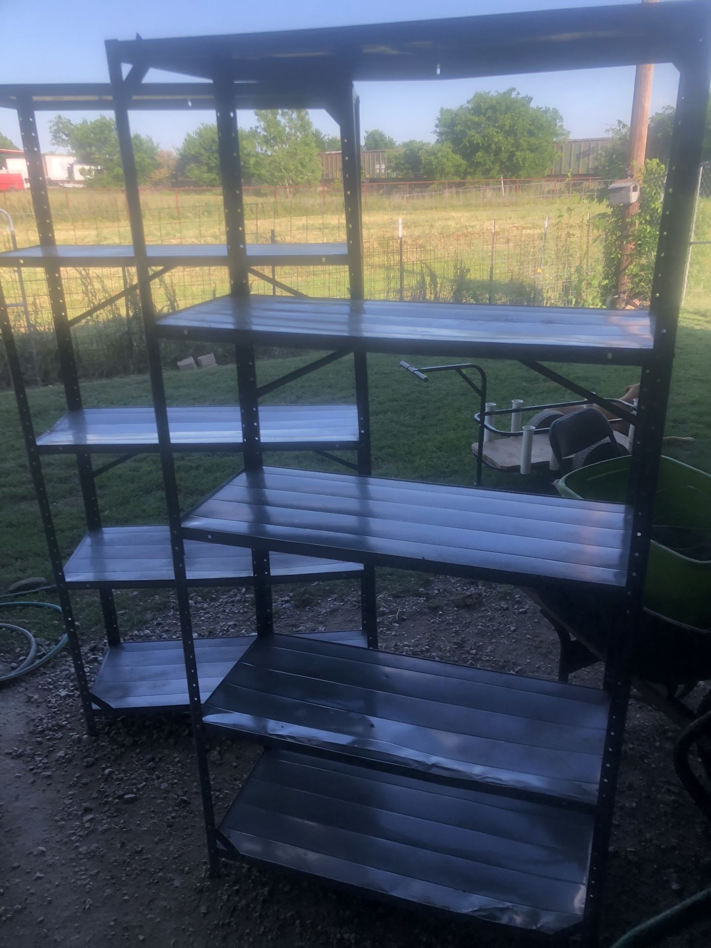 2 Gray Metal Shelves