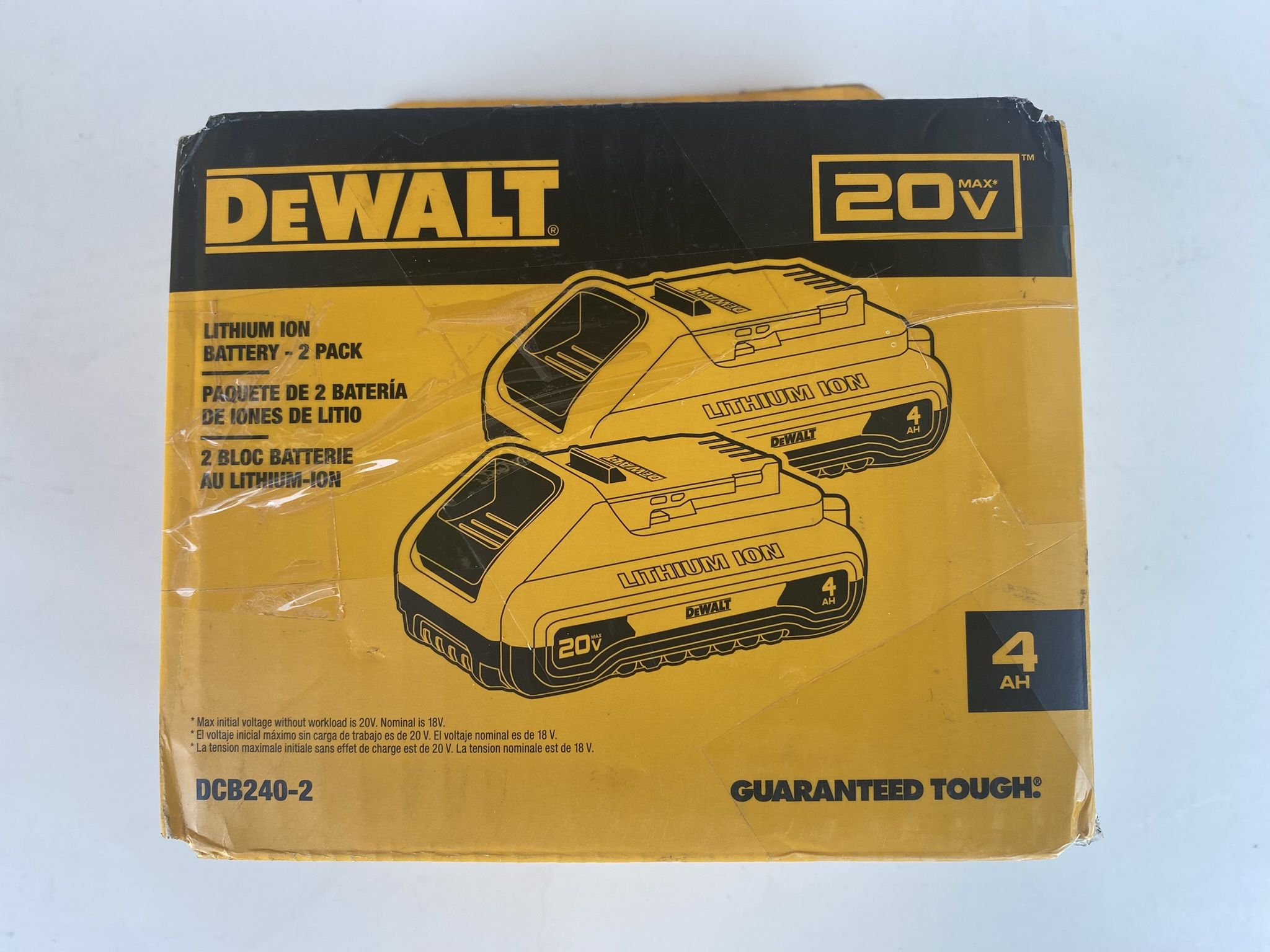 D22- DEWALT 20V MAX Compact Lithium-Ion 4.0Ah Battery Pack (2 Pack)