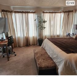 SIX CURTAIN PANELS & SIX ROD HOLDERS