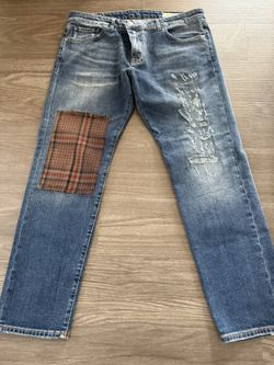 Men's Entre Amis Weathered Denim Jeans With Patch 