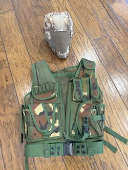 Tactical Vest and Airsoft Face Mask Set