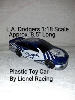 8.5" Long L.A.Dodgers Plastic Toy Car By Lionel Racing (1:18 Scale)