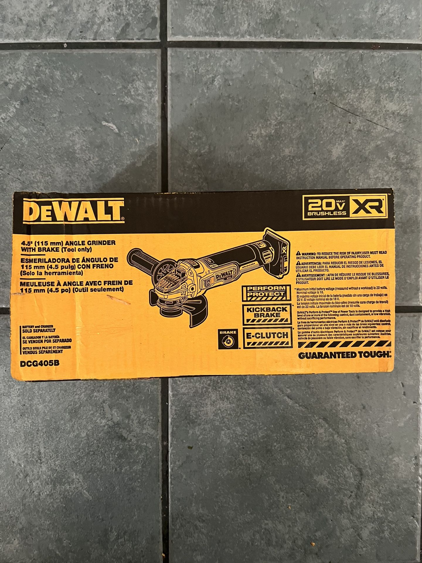DeWALT DCG405B 20V MAX XR 4-1/2" Angle Grinder with Kickback Brake (Tool Only)