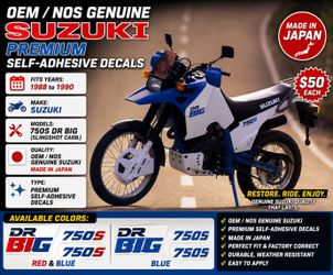 1988 to 1990 Suzuki 750S DR Big Motorcycle Decals Set.