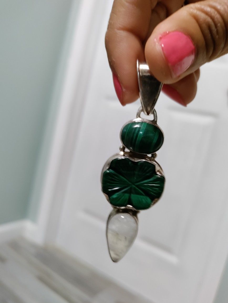 Malachite Moonstone 925 Silver Pendant