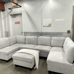 Light Gray Sectional + Ottoman