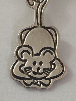 Vintage  Sterling Silver EFS cat and mouse Mexican pin Brooch