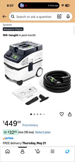 Festool Ct 25 with a box of bags