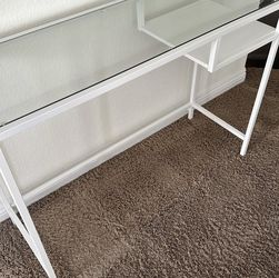 NEW Desk console table vanity table white glass top Size 39 3/8x14 1/8