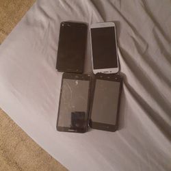 4 Cellphones. 2 Cracked Screen.  2 Not