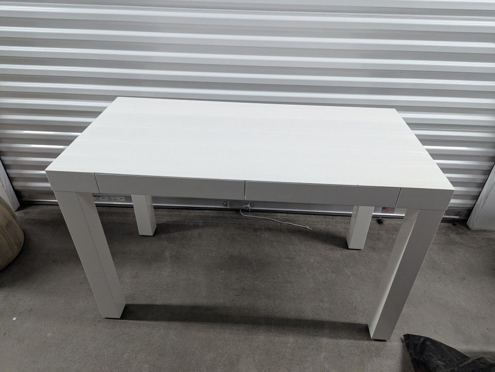 West Elm Parsons Desk, High Gloss, White Lacquer, 48", 2 drawers, Condition Good