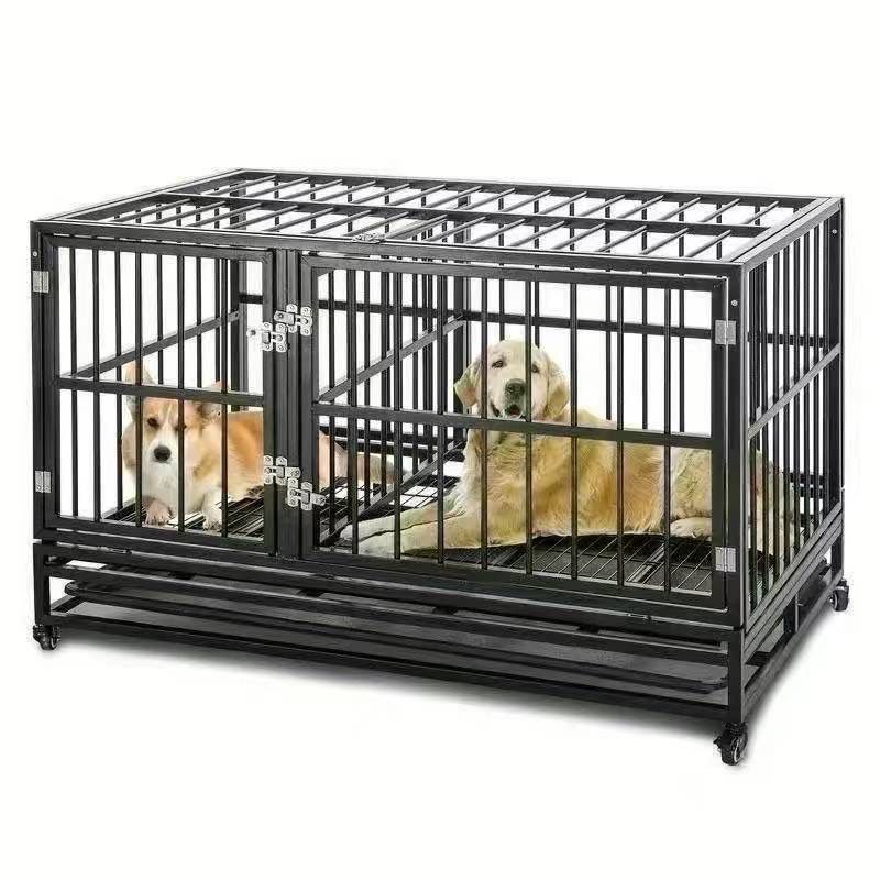 Clearance FUHESU 48in heavy duty dog kennel w/ a divider. 124.46 cm double-room large heavy-duty dog cage,sturdy metal dog cage double door and detach