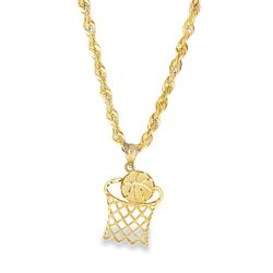 10k Yellow Gold Basketball Charm Necklace