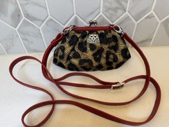 BRIGHTON - Leopard and Red patent Leather Crossbody