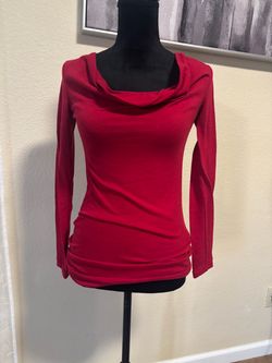 Red Long Sleeve Cowl Neck Top