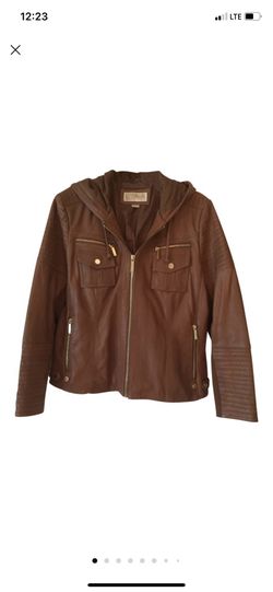 Michael Kors Genuine Leather coat With Hood!!