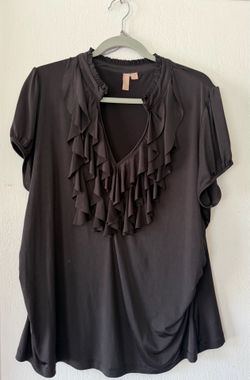 *Spandex Cotton Blend Ruffled Shirt*