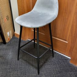 Gray Velvet Low Back Counter Height Bar Stool