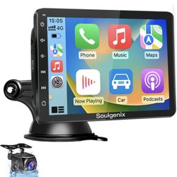 Soulgenix Wireless Apple Carplay Screen with Backup Camera,7'' Car Touch Screen