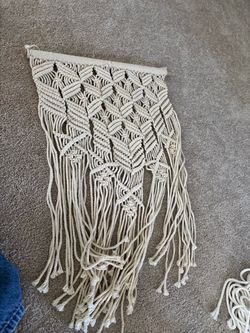 Macrame boho wall hanger in cream