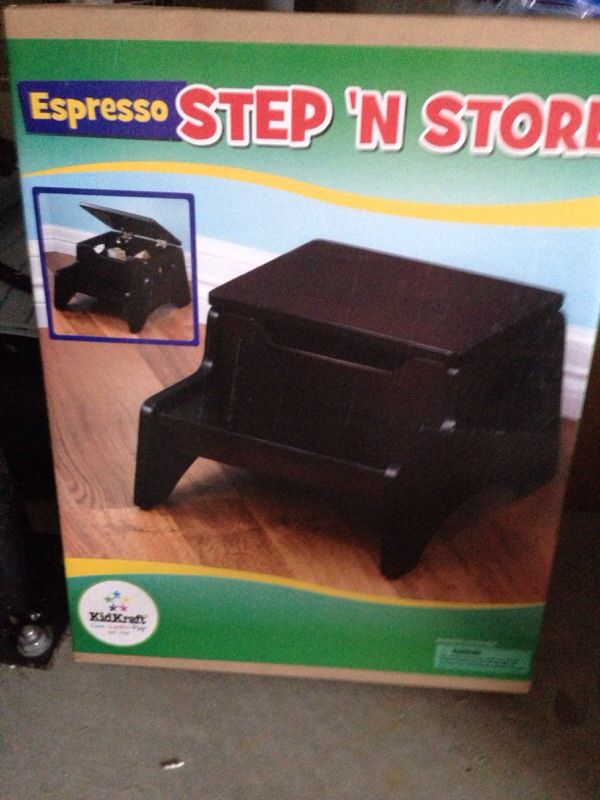 Brand new wooden step stool with storage