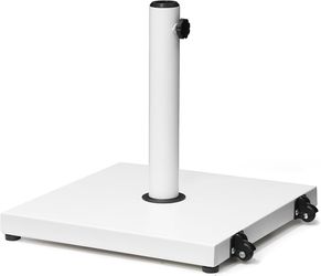 Patio Umbrella Base 43lbs Outdoor Umbrella Stand with Wheels, Heavy Duty Square Concrete Stand Market Umbrella, White