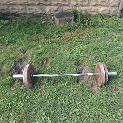 Olympic Weights 240 Lbs Bench And Curl Bar 