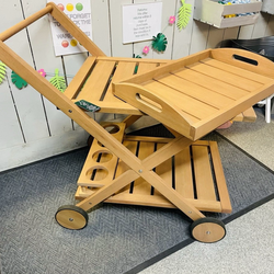 Outdoor wooden rolling cart