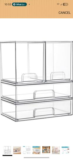 Drawer Organizer,  Stackable  4Pc. Clear Drawer Set