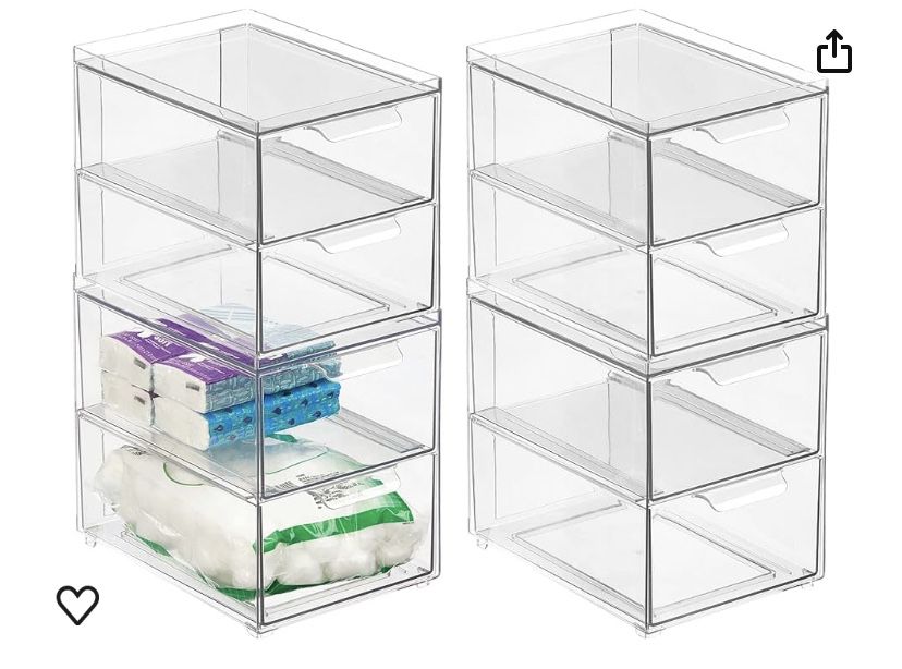 mDesigns Stackable Storage Containers 8x6x7.5” (4pk)