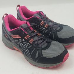 Asics Womens Gel Venture Gray Pink Running Athletic Shoes 1012A476 Size 8.5