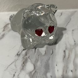 Fenton Bear With Red Heart Eyes Figurine