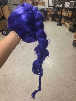 Long Purple Braided Wig Cosolay Synthetic Hair Extensions