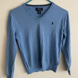 This is a Polo Ralph Lauren brand boys' / teenagers' knitted sweater. • Brand: Polo Ralph Lauren. • Style: Classic V-neck long-sleeved knitted sweater