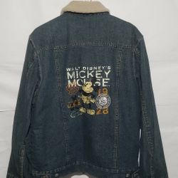 VINTAGE DISNEY MIKEY MOUSE DIRECT  TRUCKER JACKET SHERPA LINED MENS SIZE MEDIUM  EXELLENT CONDITION 