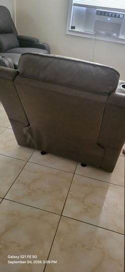 Gray Reclining Loveseat with Cup Holders