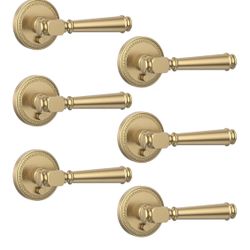 Paquete de 6 Manijas de Puerta de Privacidad de Bronce Champán, Pomos de Puerta Interior de Bronce