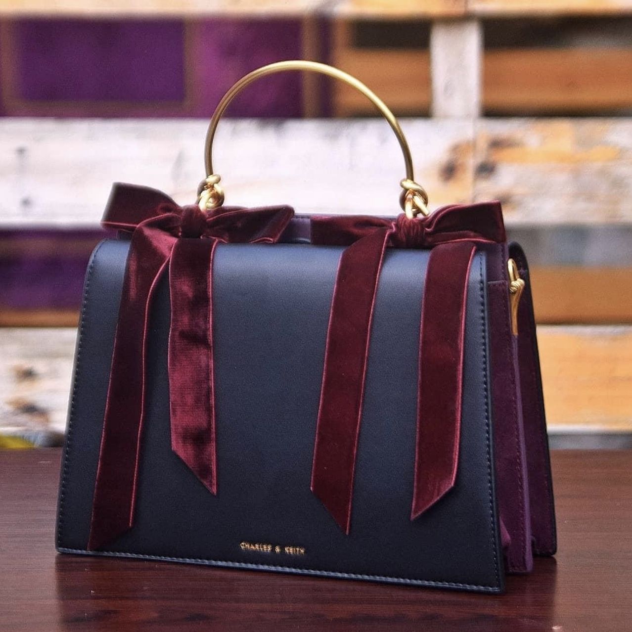 Charles Keith Velvet Bow Detail Top Handle Bag for Sale in San Diego CA OfferUp