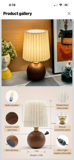 Small Pleated Table Lamp for Bedroom
