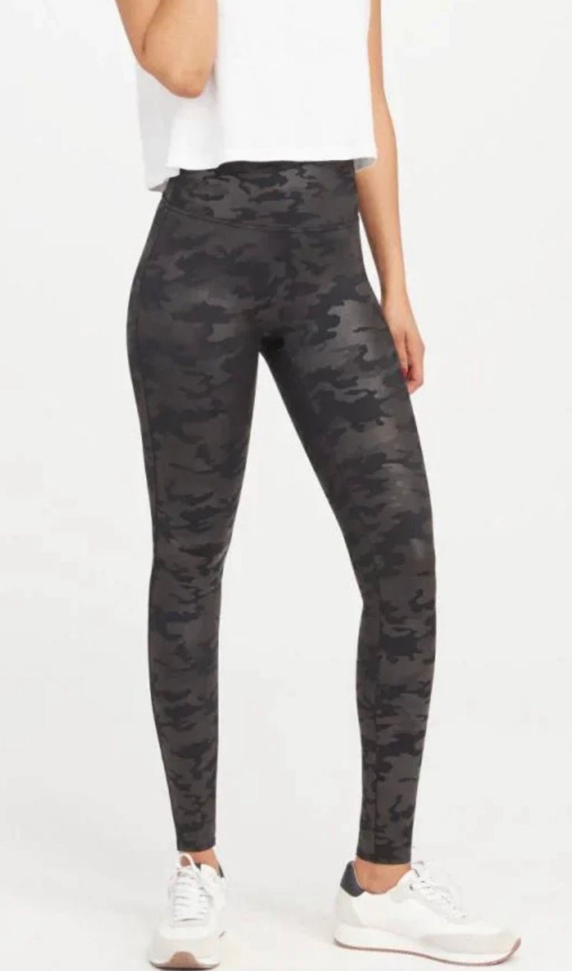 NWOT SPANX Faux Leather High Rise Camo Leggings- Size Large