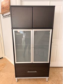 Storage cabinet with frost glass doors
