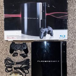 SONY PLAYSTATION 3 PS3 CONSOLE WITH VIDEO GAME, CONTROLLER & CORDS