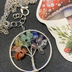 Chakra Hand Crafted Wire Wrapped Tree Of Life Necklace