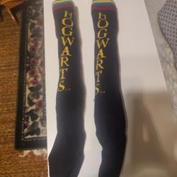 HARRY POTTER HOGWARTS KNEE HIGH SOCKS, LIKE NEW- FITS LARGE CHILD/ADULT