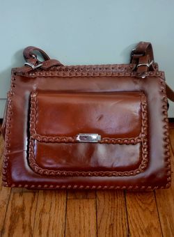 Cognac Brown Leather Medium Crossbody Bag Purse
